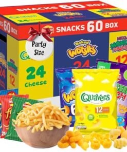 Assorted Flavour Crisps Multipack Box - Variety of 60 Crisps Snacks Box with EXTRA 3 x 18g French Fries Chips. Snacks Bulk Buy for Birthday Party Food, Pub Snacks, Movie Night, Camping